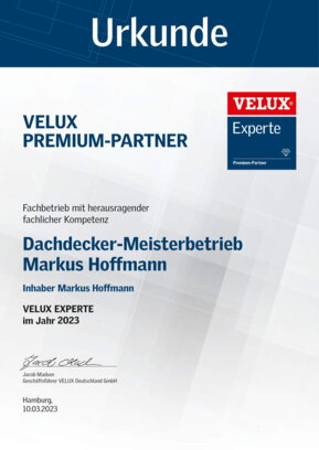 Urkunde Velux Premium-Partner